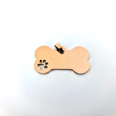 Privezak za pse „Koska sa šapicom“ – Rose Gold