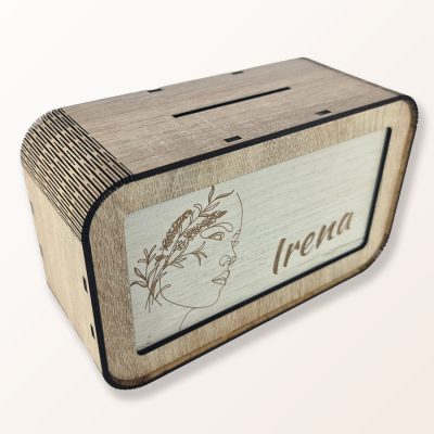 Drvena kasica prasica sa brojevima