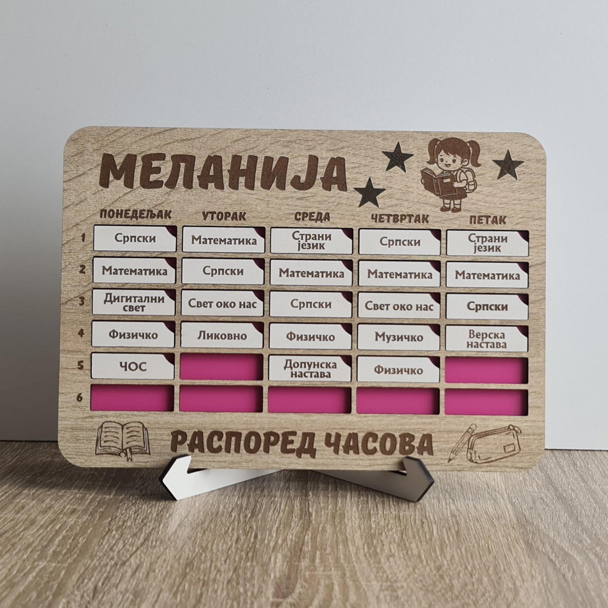 Raspored časova za osnovce od 1. do 4. razreda 2 Raspored časova za osnovce od 1. do 4. razreda - roze